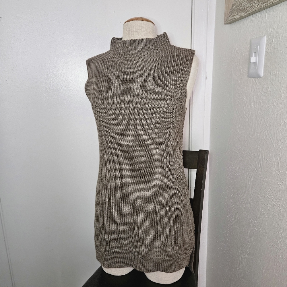 TRIBAL Knit Sleeveless Tunic Pullover Women Tan 100% Acrylic M EUC - Picture 2 of 6